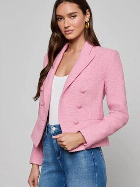 L'agence textured baby pink crop rayon jacket/blazer Sz 6